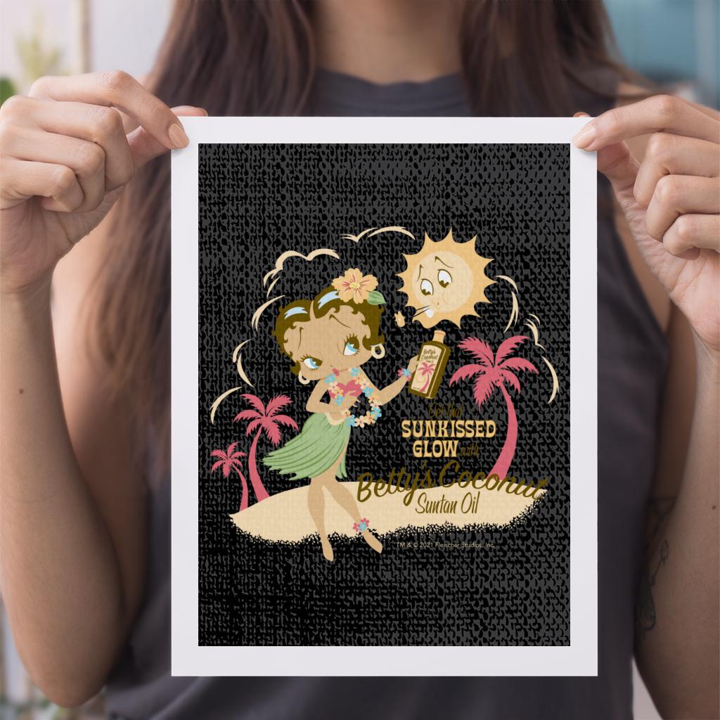 Betty Boop Bettys Coconut Suntan Oil A4 Print-Betty Boop Shop