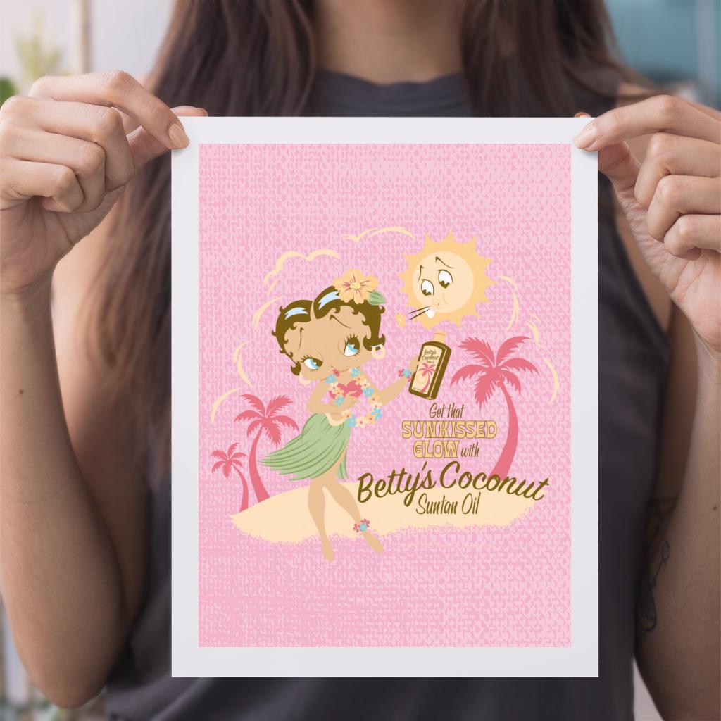 Betty Boop Bettys Coconut Suntan Oil A4 Print-Betty Boop Shop