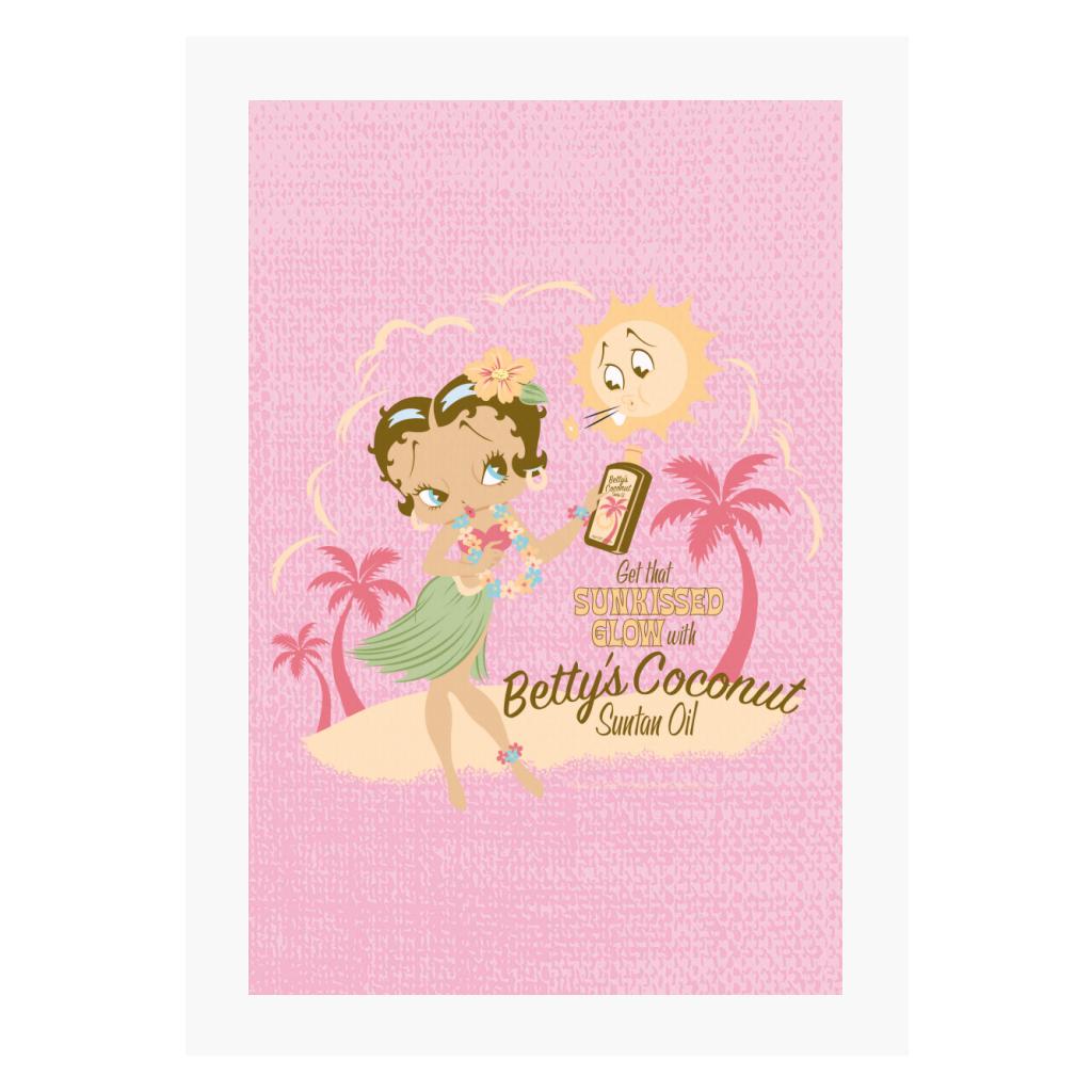 Betty Boop Bettys Coconut Suntan Oil A4 Print-Betty Boop Shop
