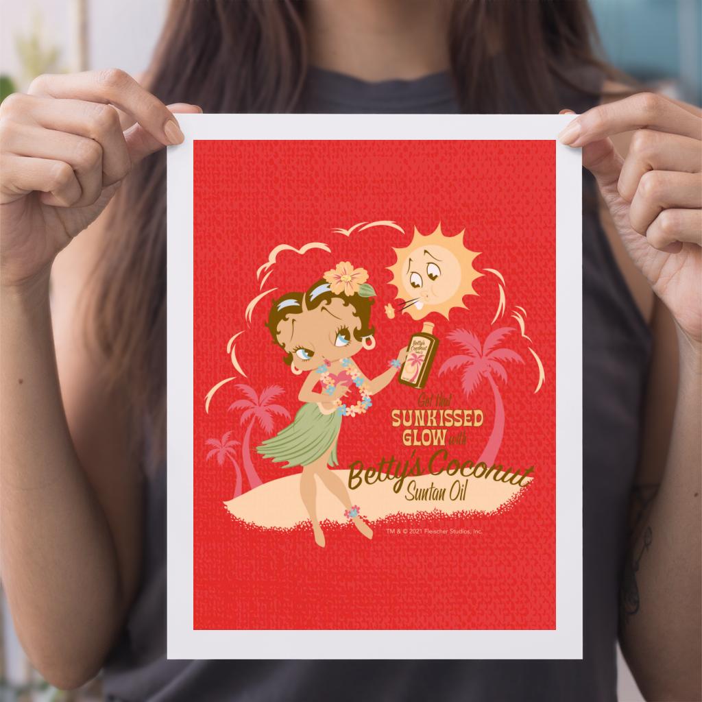 Betty Boop Bettys Coconut Suntan Oil A4 Print-Betty Boop Shop