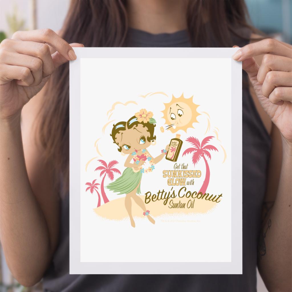 Betty Boop Bettys Coconut Suntan Oil A4 Print-Betty Boop Shop