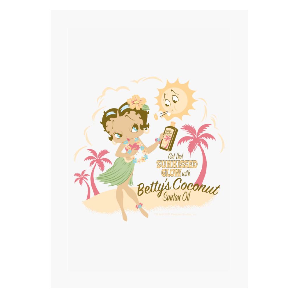 Betty Boop Bettys Coconut Suntan Oil A4 Print-Betty Boop Shop