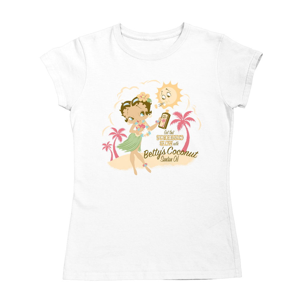 Betty Boop Bettys Coconut Suntan Oil Women's T-Shirt-Betty Boop Shop