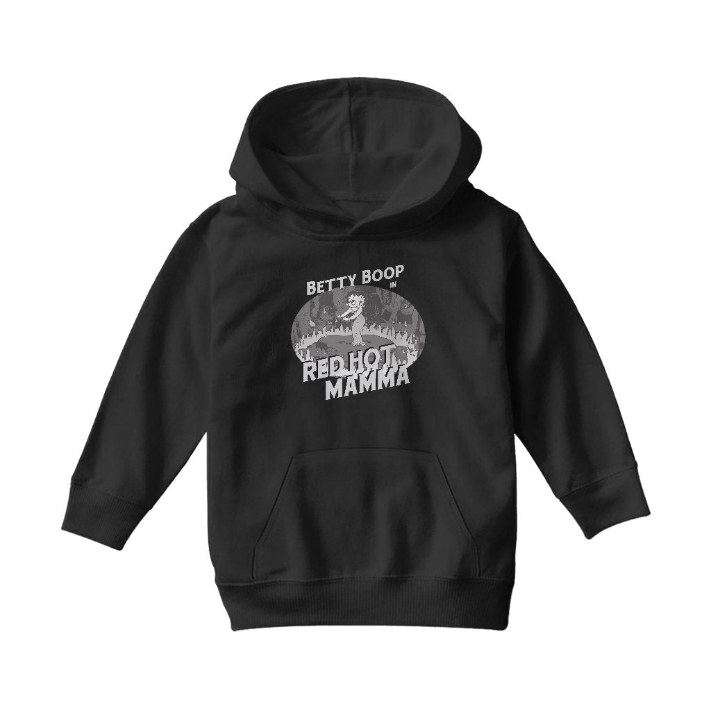 Betty Boop In Red Hot Mamma Kids Hooded Sweatshirt-Betty Boop Shop