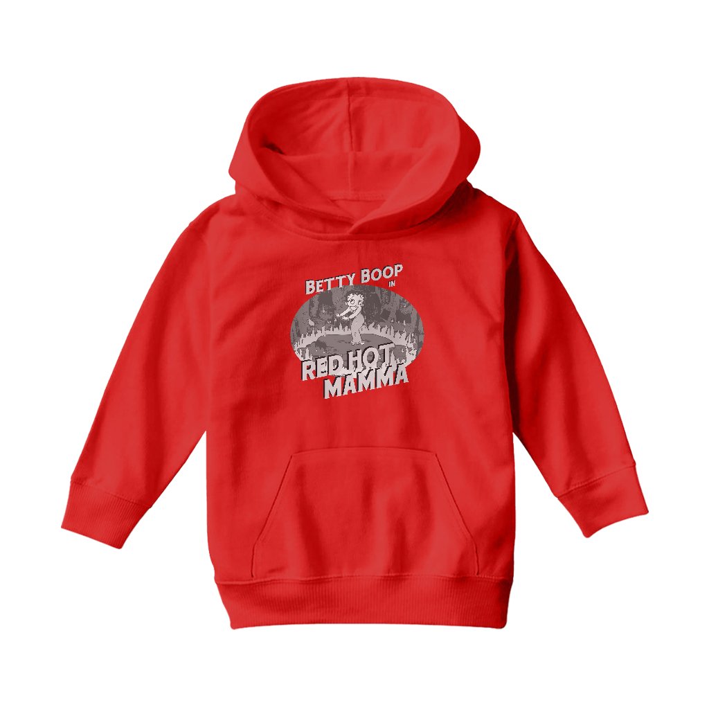 Betty Boop In Red Hot Mamma Kids Hooded Sweatshirt-Betty Boop Shop