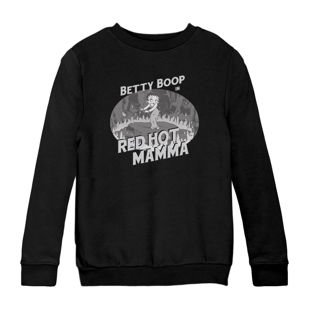 Betty Boop In Red Hot Mamma Kids Sweatshirt-Betty Boop Shop