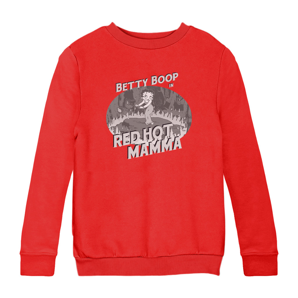 Betty Boop In Red Hot Mamma Kids Sweatshirt-Betty Boop Shop