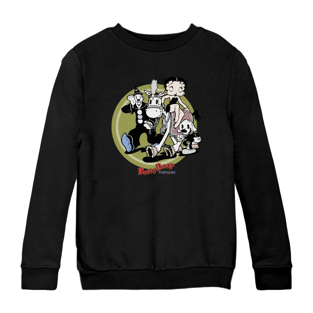 Betty Boop Vintage Circus Crew Kids Sweatshirt-Betty Boop Shop
