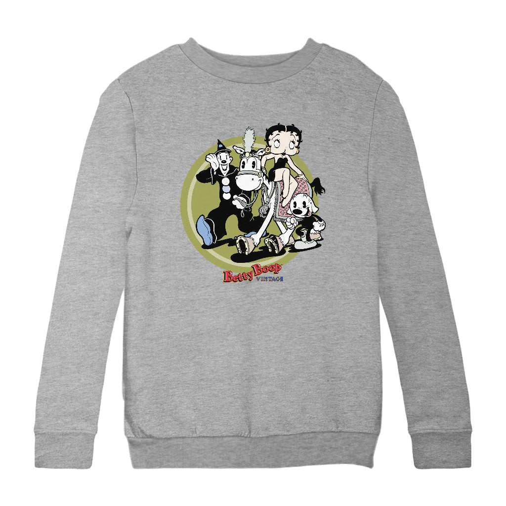 Betty Boop Vintage Circus Crew Kids Sweatshirt-Betty Boop Shop
