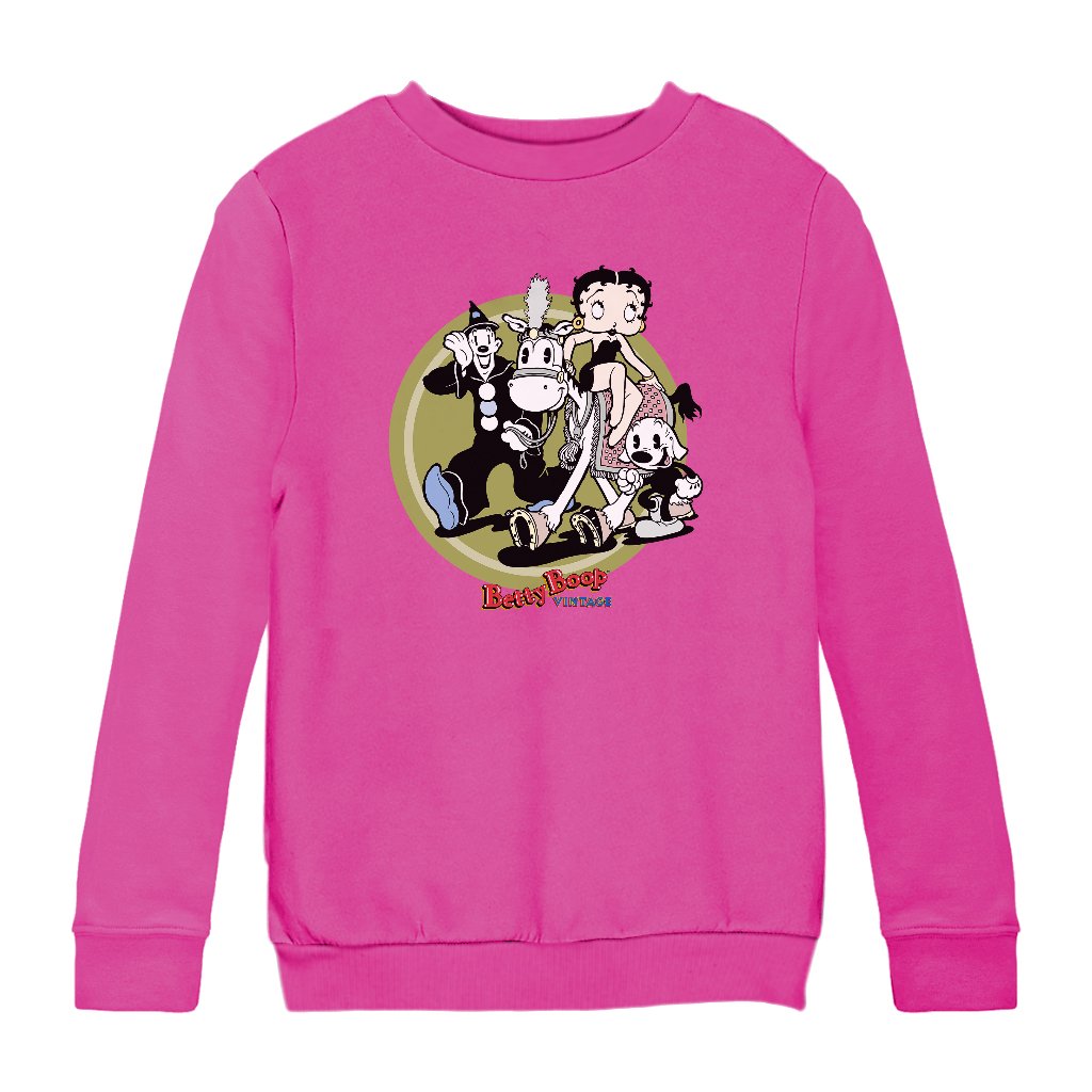 Betty Boop Vintage Circus Crew Kids Sweatshirt-Betty Boop Shop