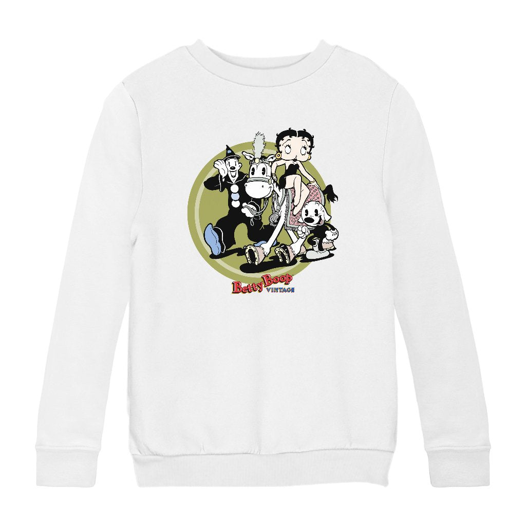 Betty Boop Vintage Circus Crew Kids Sweatshirt-Betty Boop Shop