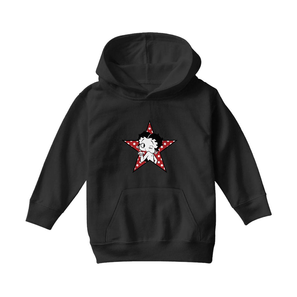 Betty Boop Wink Polka Dot Star Kids Hooded Sweatshirt-Betty Boop Shop