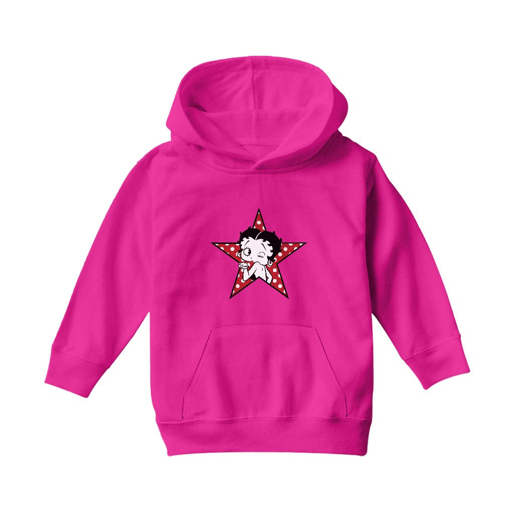 Betty Boop Wink Polka Dot Star Kids Hooded Sweatshirt-Betty Boop Shop