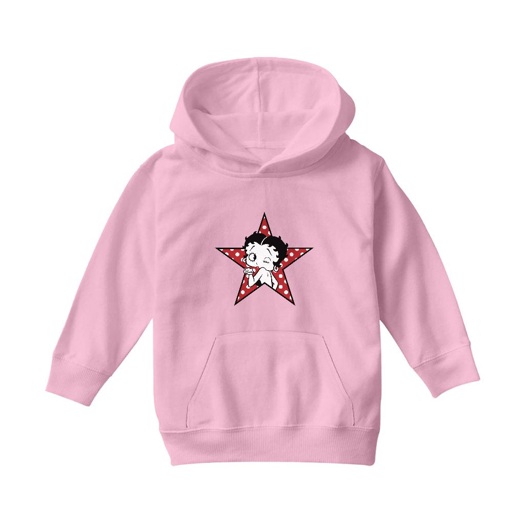 Betty Boop Wink Polka Dot Star Kids Hooded Sweatshirt-Betty Boop Shop