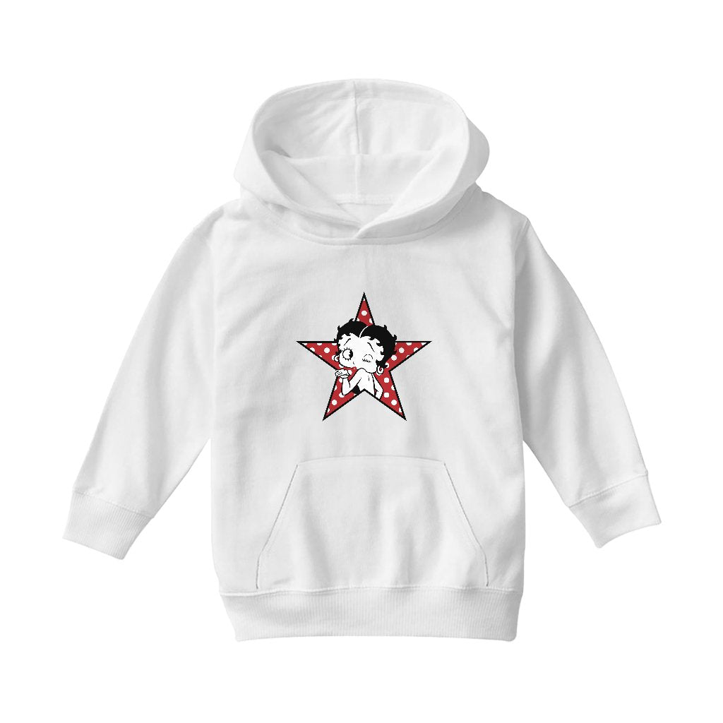 Betty Boop Wink Polka Dot Star Kids Hooded Sweatshirt-Betty Boop Shop