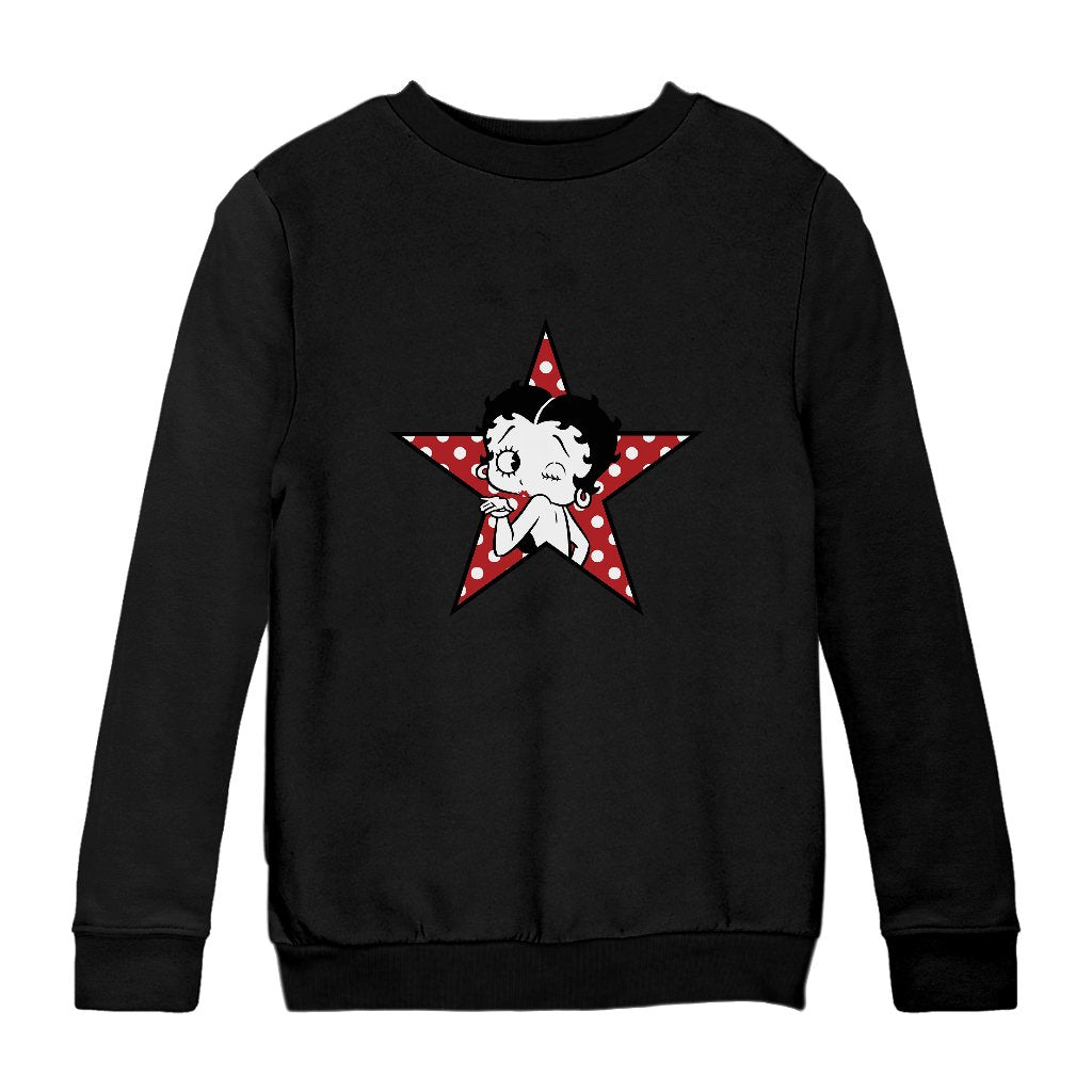 Betty Boop Wink Polka Dot Star Kids Sweatshirt-Betty Boop Shop