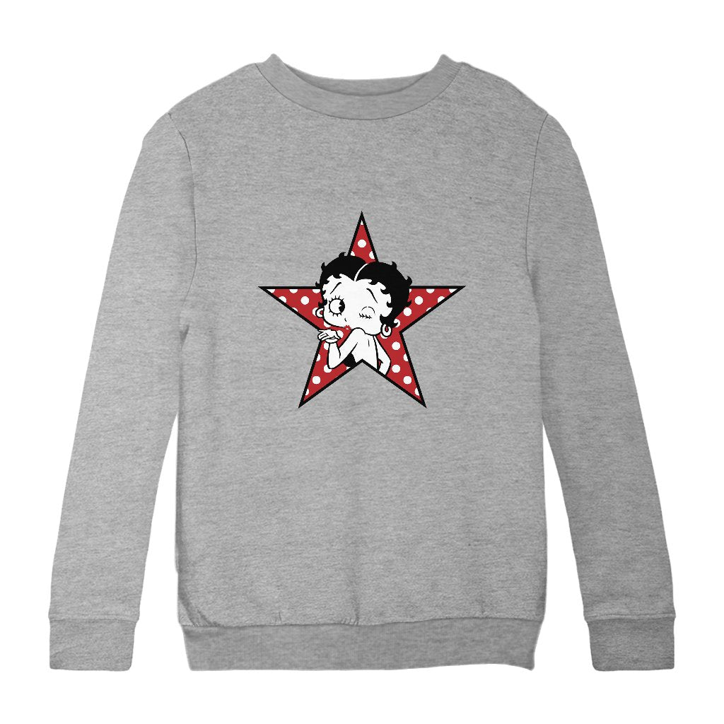 Betty Boop Wink Polka Dot Star Kids Sweatshirt-Betty Boop Shop