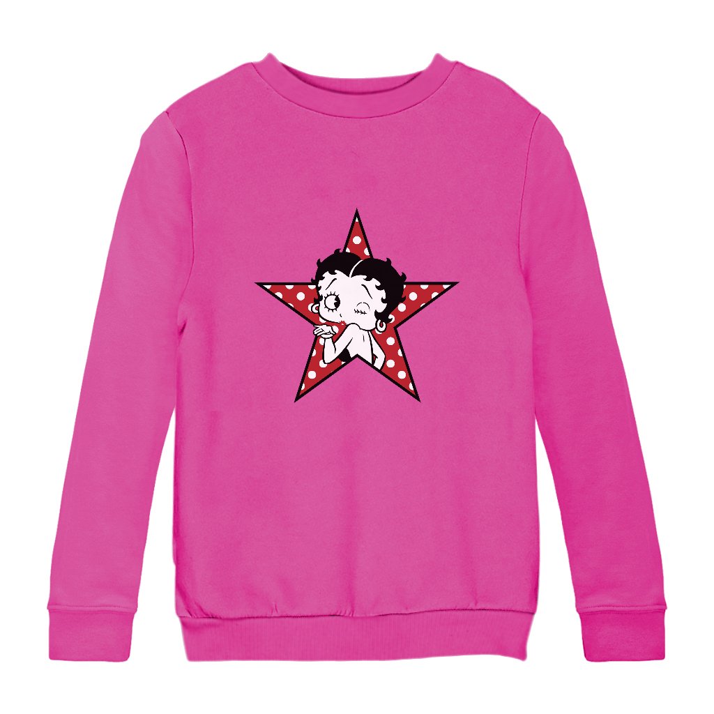 Betty Boop Wink Polka Dot Star Kids Sweatshirt-Betty Boop Shop
