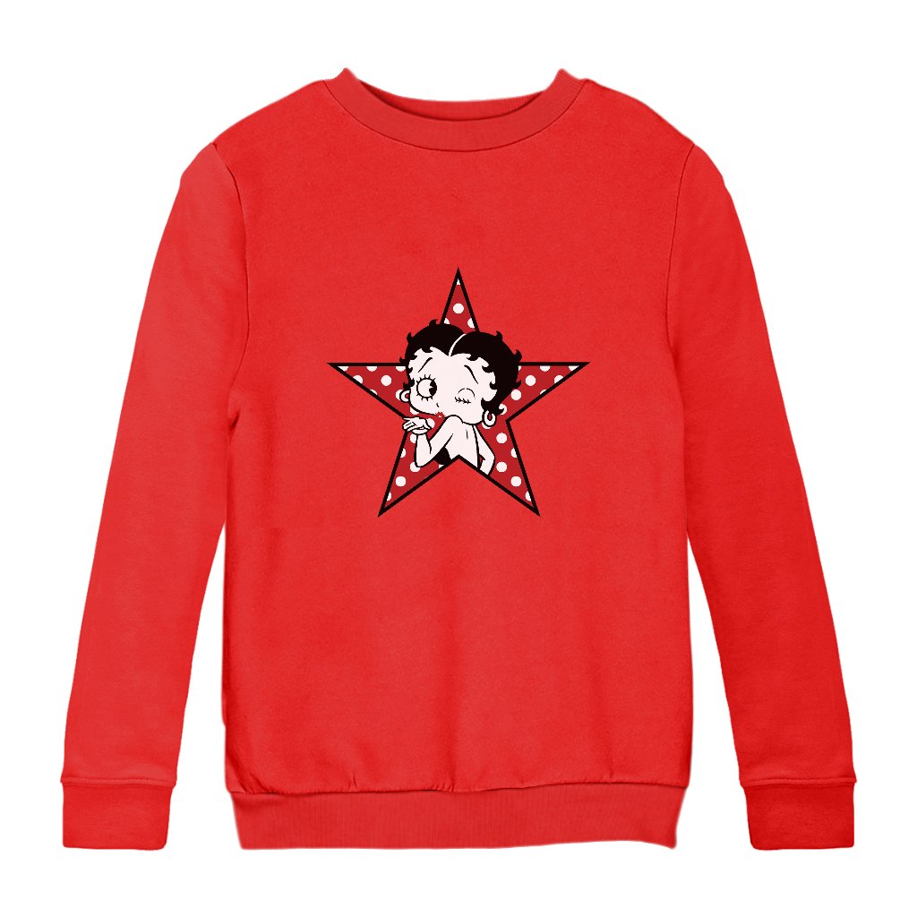 Betty Boop Wink Polka Dot Star Kids Sweatshirt-Betty Boop Shop