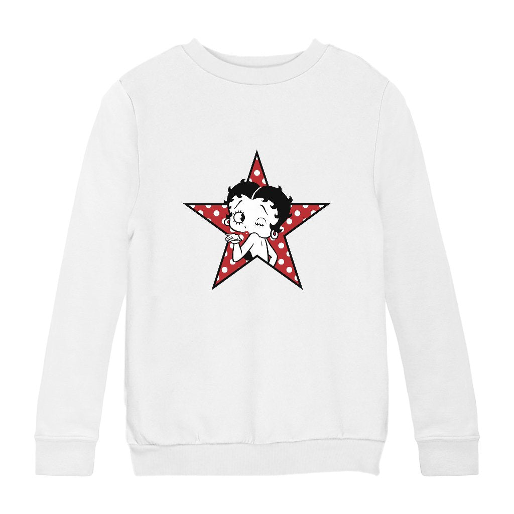 Betty Boop Wink Polka Dot Star Kids Sweatshirt-Betty Boop Shop