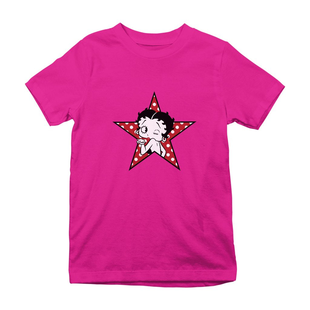 Betty Boop Wink Polka Dot Star Kids T-Shirt-Betty Boop Shop