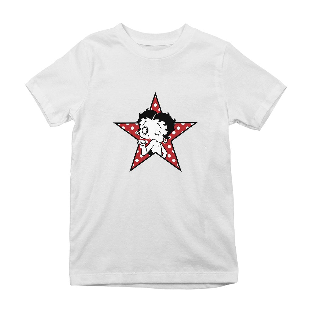 Betty Boop Wink Polka Dot Star Kids T-Shirt-Betty Boop Shop