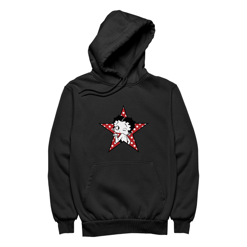 Betty Boop Wink Polka Dot Star Men's Hooded Sweatshirt-Betty Boop Shop
