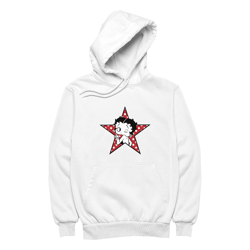 Betty Boop Wink Polka Dot Star Men's Hooded Sweatshirt-Betty Boop Shop