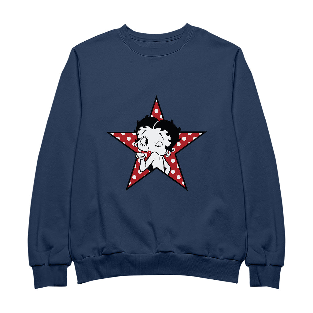 Betty Boop Wink Polka Dot Star Men's Sweatshirt-Betty Boop Shop