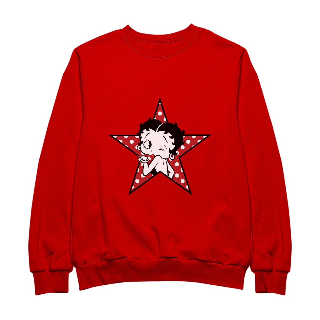 Betty Boop Wink Polka Dot Star Men's Sweatshirt-Betty Boop Shop