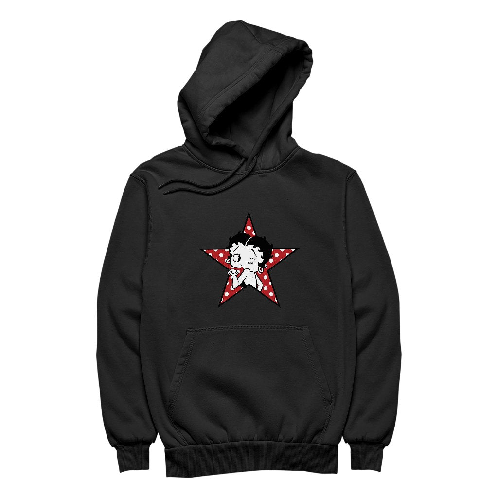 Betty Boop Wink Polka Dot Star Women's Hooded Sweatshirt-Betty Boop Shop