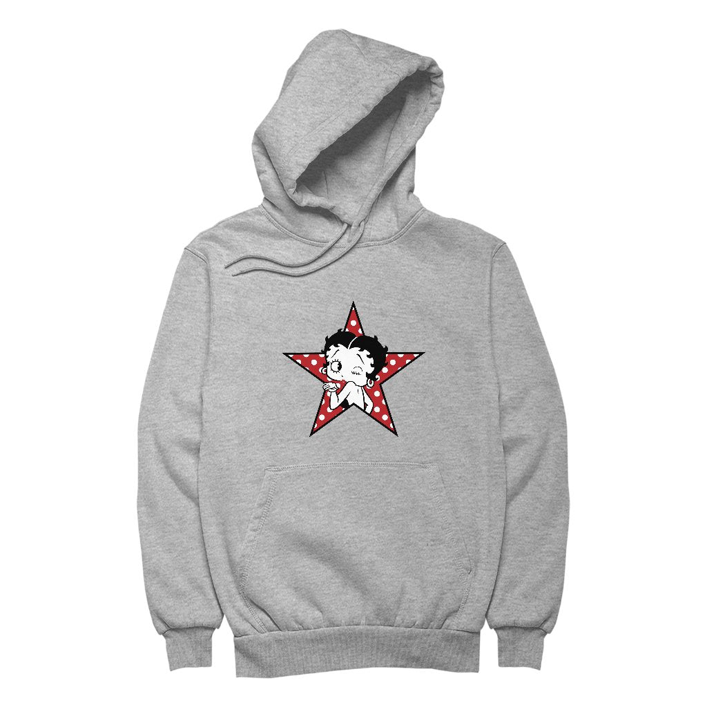 Betty Boop Wink Polka Dot Star Women's Hooded Sweatshirt-Betty Boop Shop