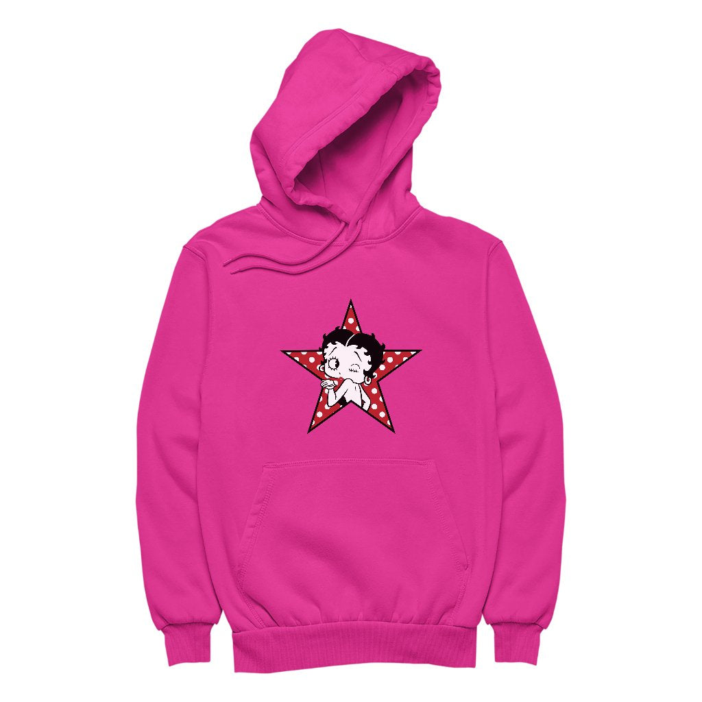 Betty Boop Wink Polka Dot Star Women's Hooded Sweatshirt-Betty Boop Shop