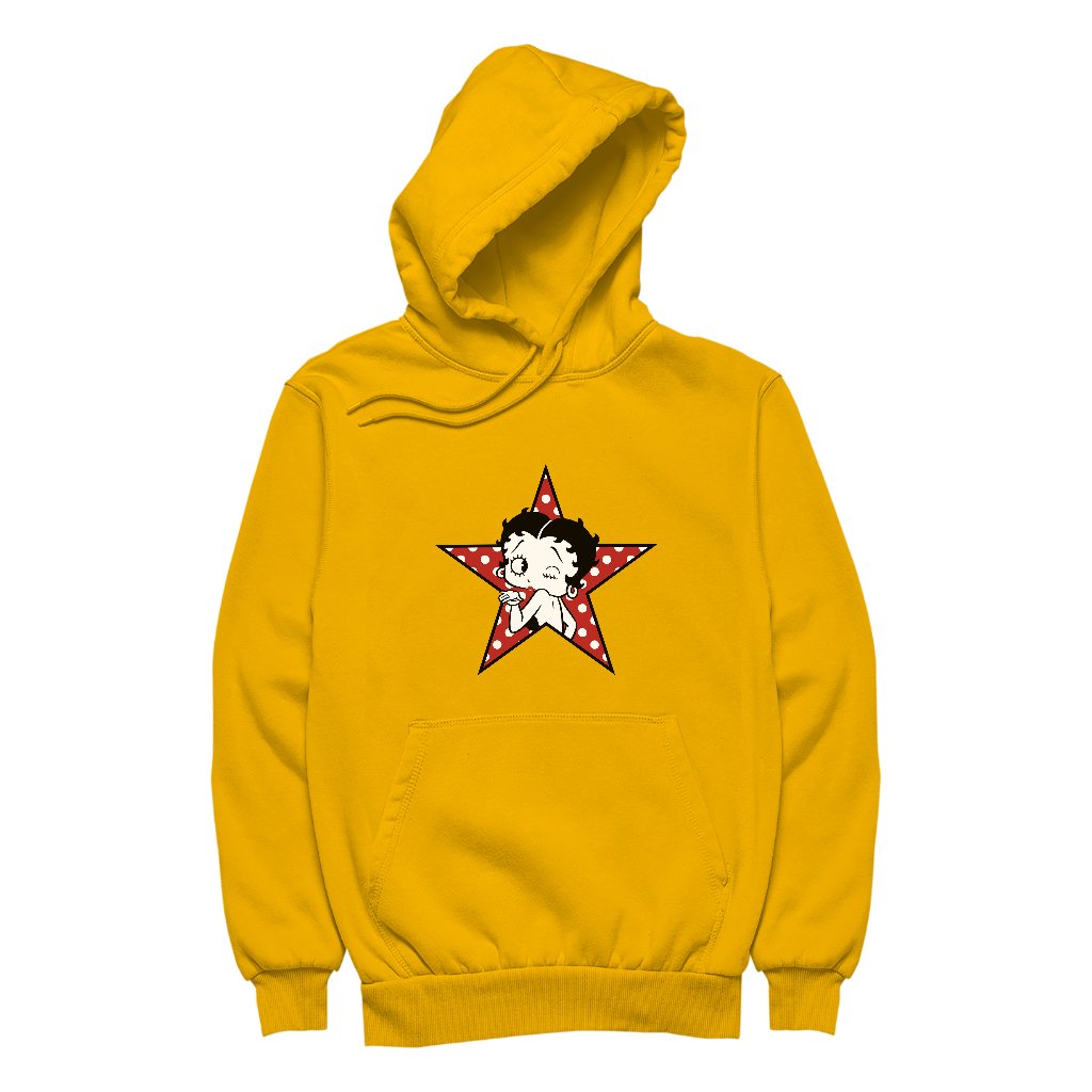 Betty Boop Wink Polka Dot Star Women's Hooded Sweatshirt-Betty Boop Shop