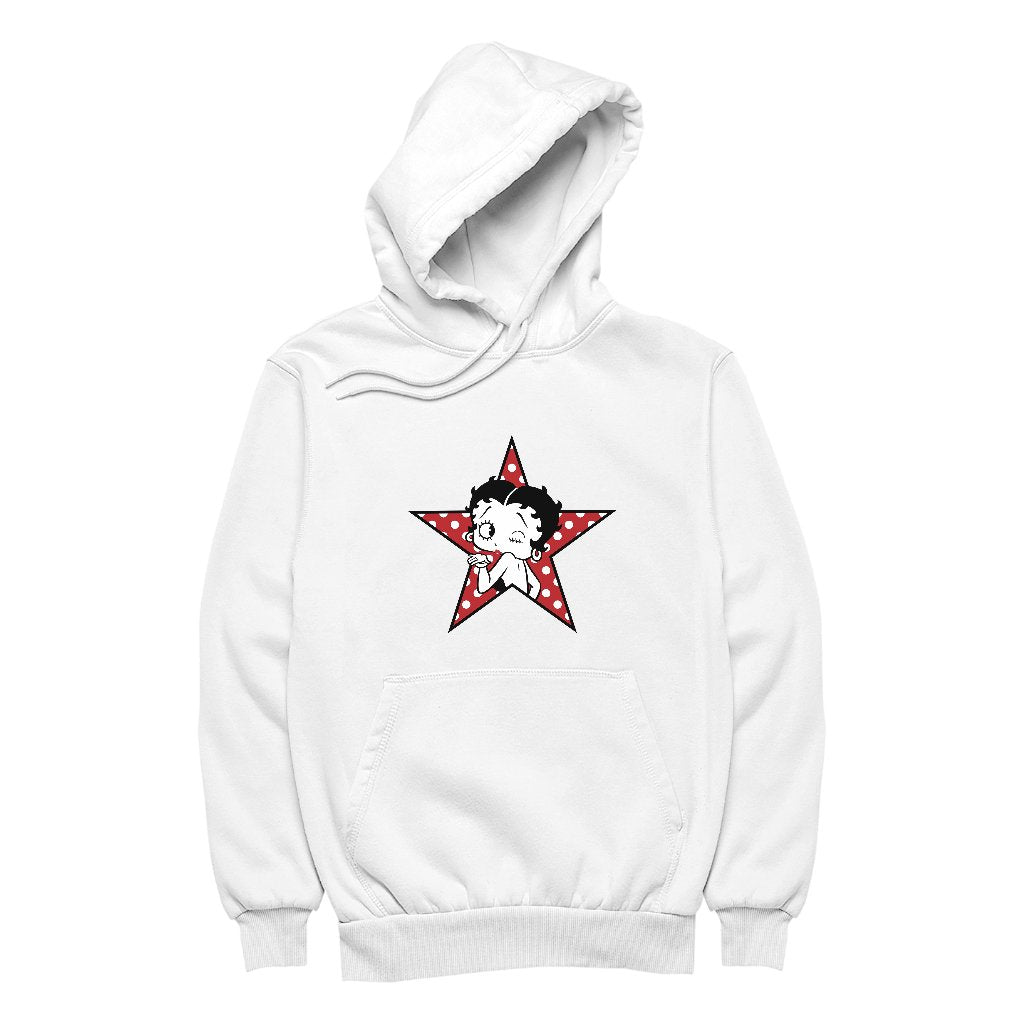 Betty Boop Wink Polka Dot Star Women's Hooded Sweatshirt-Betty Boop Shop