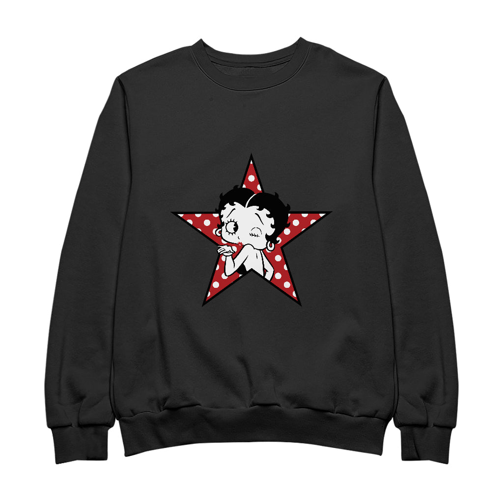 Betty Boop Wink Polka Dot Star Women's Sweatshirt-Betty Boop Shop
