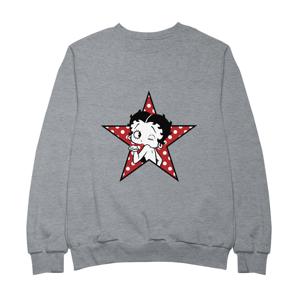 Betty Boop Wink Polka Dot Star Women's Sweatshirt-Betty Boop Shop