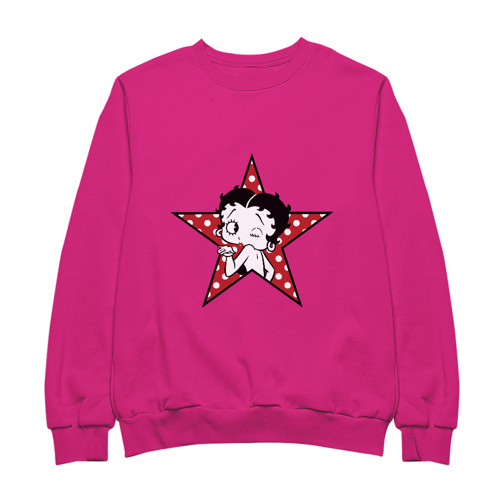 Betty Boop Wink Polka Dot Star Women's Sweatshirt-Betty Boop Shop