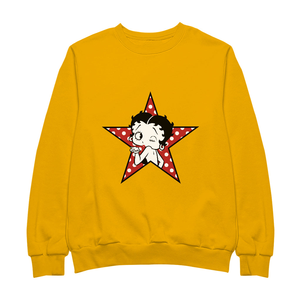 Betty Boop Wink Polka Dot Star Women's Sweatshirt-Betty Boop Shop