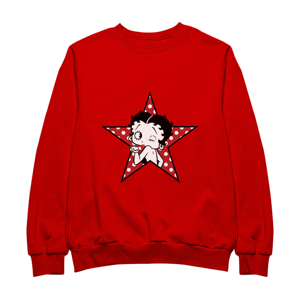 Betty Boop Wink Polka Dot Star Women's Sweatshirt-Betty Boop Shop