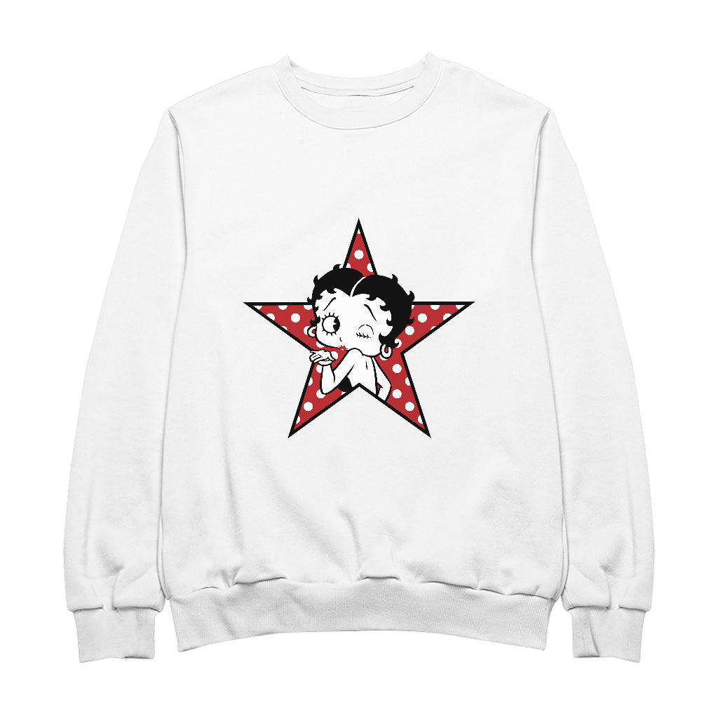 Betty Boop Wink Polka Dot Star Women's Sweatshirt-Betty Boop Shop