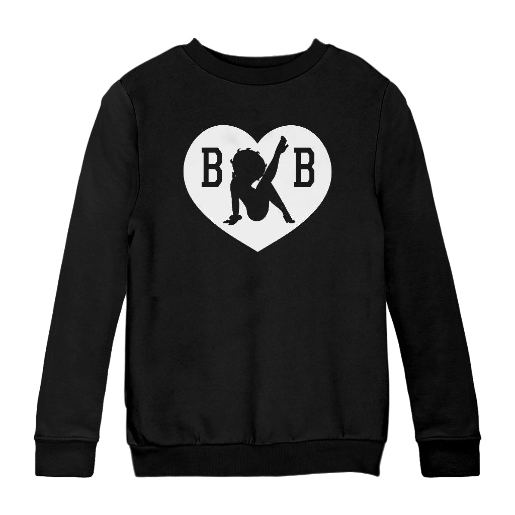 B B Love Heart Silhouette Kids Sweatshirt-Betty Boop Shop