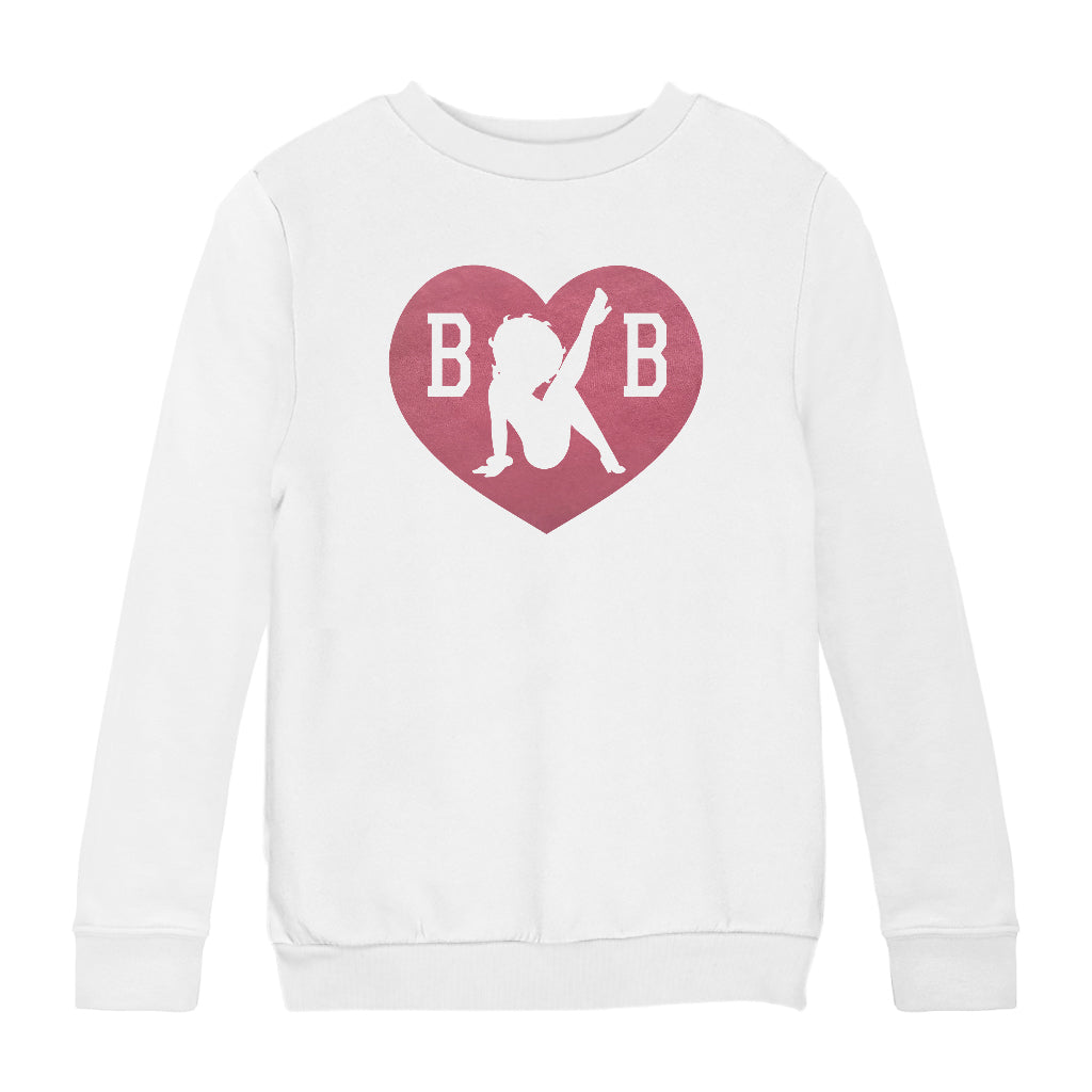 Betty Boop Love Heart B B Kids Sweatshirt-Betty Boop Shop