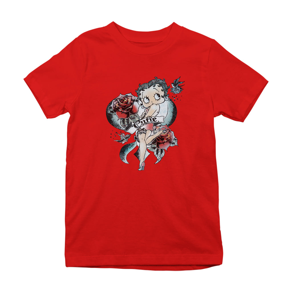 Betty Boop Hottie Cutie Tattoo Kids T-Shirt-Betty Boop Shop