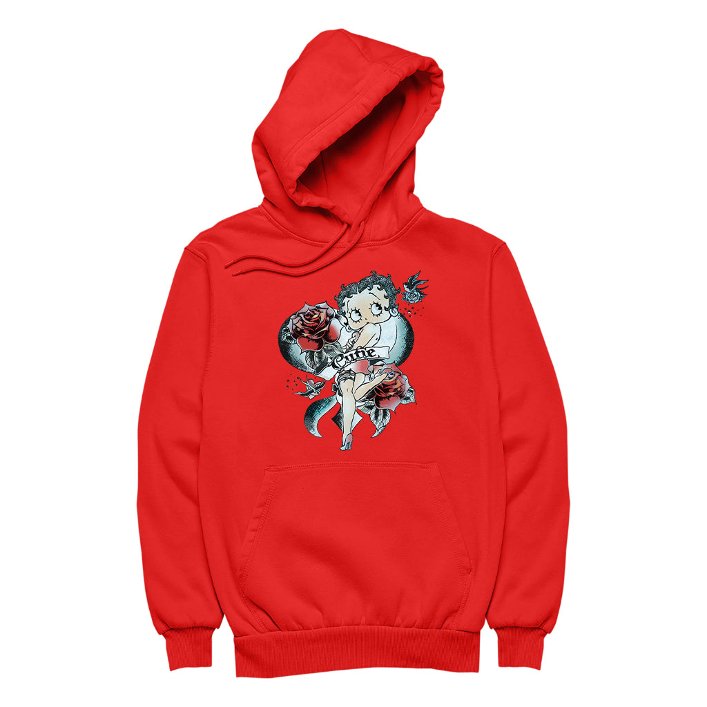 Betty Boop Hottie Cutie Tattoo Men's Hooded Sweatshirt-Betty Boop Shop
