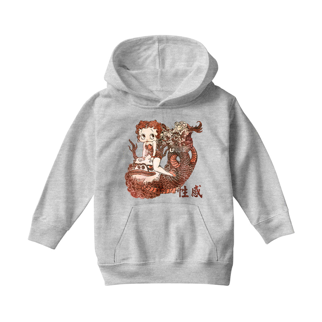 Betty Boop Dragon Tattoo Kids Hooded Sweatshirt-Betty Boop Shop
