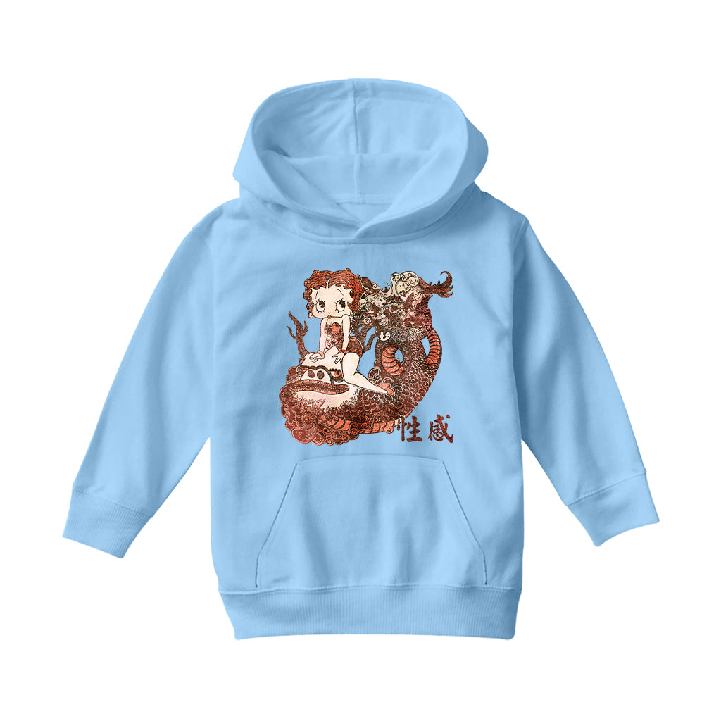 Betty Boop Dragon Tattoo Kids Hooded Sweatshirt-Betty Boop Shop