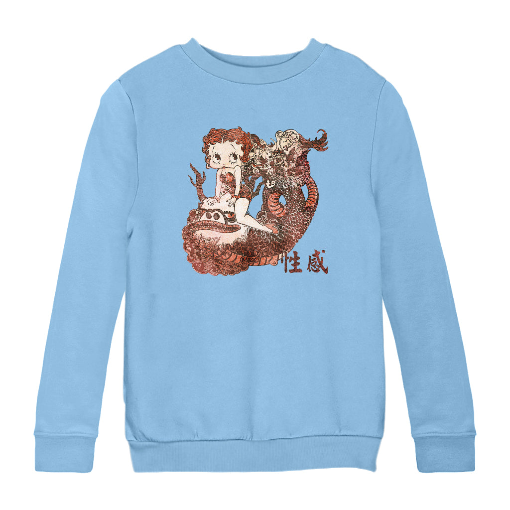 Betty Boop Dragon Tattoo Kids Sweatshirt-Betty Boop Shop