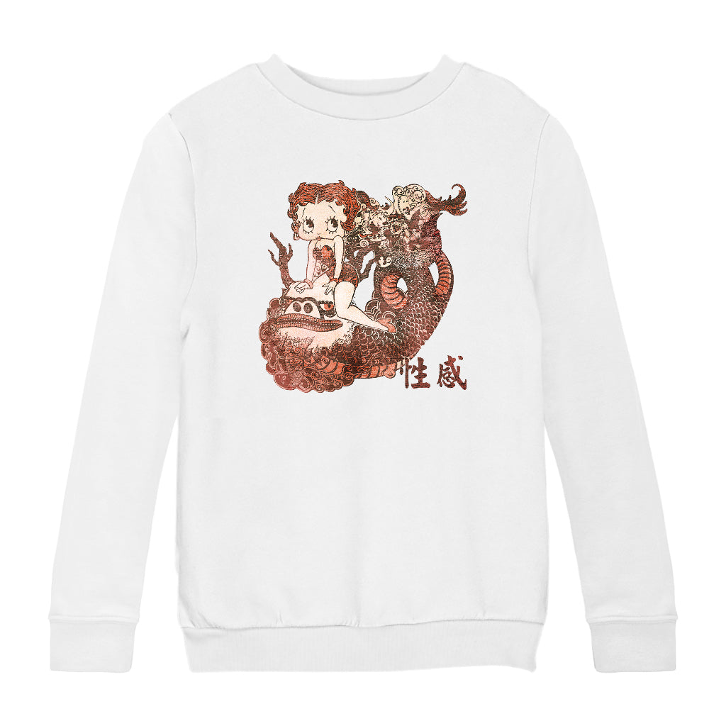 Betty Boop Dragon Tattoo Kids Sweatshirt-Betty Boop Shop