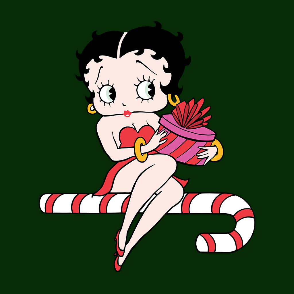 Betty Boop Christmas Candy Cane Seat Kids T-Shirt-Betty Boop Shop